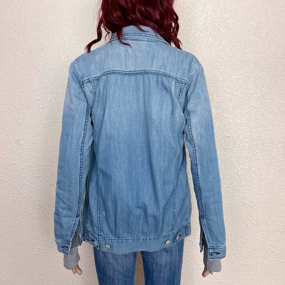 Levis Denim Trucker Jacket size XS Blue Oversized Boyfriend Fit Distressed - Picture 3 of 10